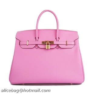 Hermes Birkin 35CM Tote Bag Pink Smooth Leather H6089 Gold