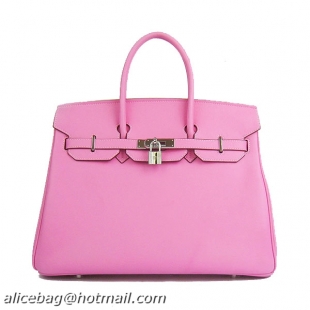 Hermes Birkin 35CM Tote Bag Pink Smooth Leather H6089 Silver