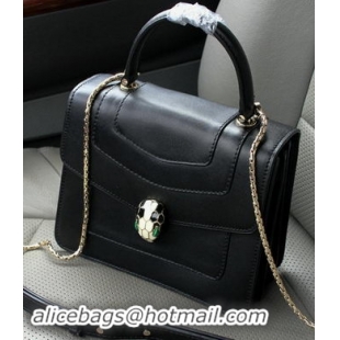 2015 BVLGARI Serpenti Forever Bag Original Leather BG9258 Black