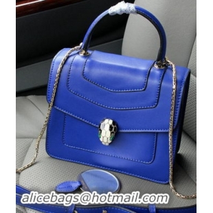 2015 BVLGARI Serpenti Forever Bag Original Leather BG9258 Blue