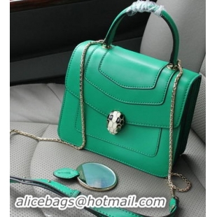 2015 BVLGARI Serpenti Forever Bag Original Leather BG9258 Green