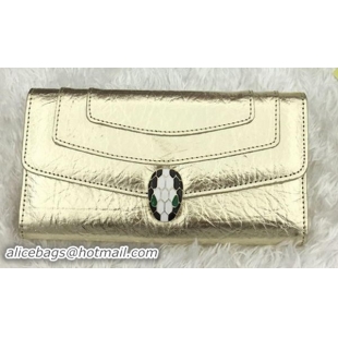 BVLGARI Wallet Pochette in Calf Leather BG1243 Gold