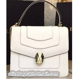 2015 BVLGARI Serpenti Forever Bag Original Leather White