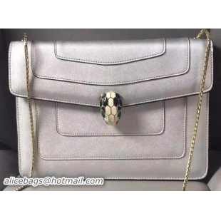 BVLGARI Shoulder Bag Calfskin Leather BG90072 Silver