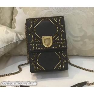 Best Product Dior Diorama Vertical Clutch Phone Bag In Black Studded Lambskin With Large Cannage Design 2018 11420