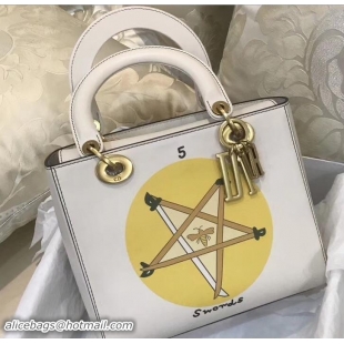 Stylish Dior Swords Handpainted Lady Dior Bag White Cruise 2018 11407