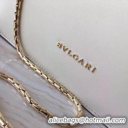 Charming BVLGARI Serpenti Forever Original Calfskin Leather Shoulder Bag BS6998 White