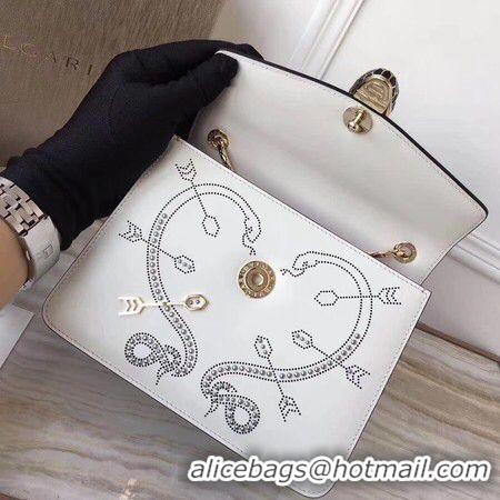 Charming BVLGARI Serpenti Forever Original Calfskin Leather Shoulder Bag BS6998 White