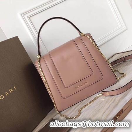 Hot Style BVLGARI Original Calfskin Leather Tote Bag 3781 Pink