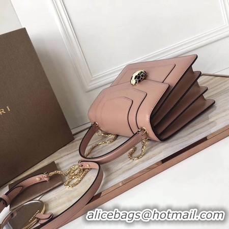 Hot Style BVLGARI Original Calfskin Leather Tote Bag 3781 Pink