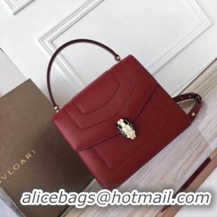 Unique Style BVLGARI Original Calfskin Leather Tote Bag 3781 Red