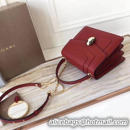 Unique Style BVLGARI Original Calfskin Leather Tote Bag 3781 Red