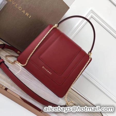 Unique Style BVLGARI Original Calfskin Leather Tote Bag 3781 Red