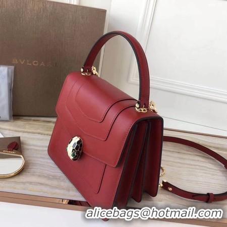 Unique Style BVLGARI Original Calfskin Leather Tote Bag 3781 Red