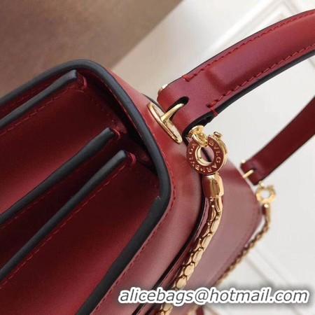 Unique Style BVLGARI Original Calfskin Leather Tote Bag 3781 Red