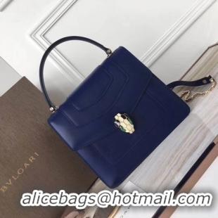 Shop Cheap BVLGARI Original Calfskin Leather Tote Bag 3781 Blue