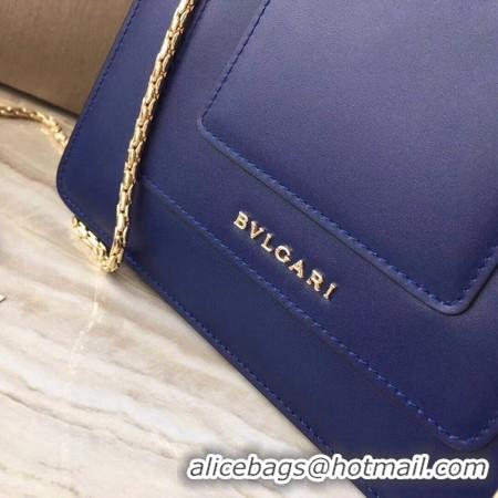 Shop Cheap BVLGARI Original Calfskin Leather Tote Bag 3781 Blue