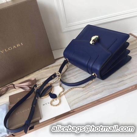 Shop Cheap BVLGARI Original Calfskin Leather Tote Bag 3781 Blue