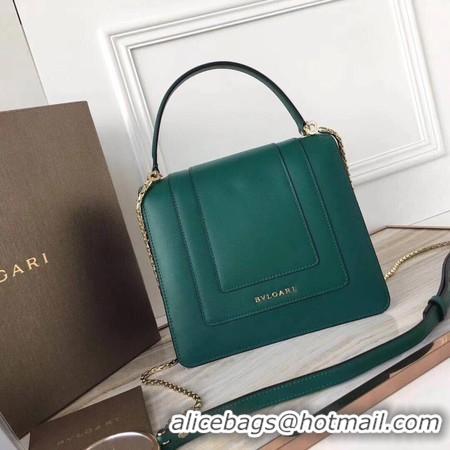 Luxury BVLGARI Original Calfskin Leather Tote Bag 3781 Green