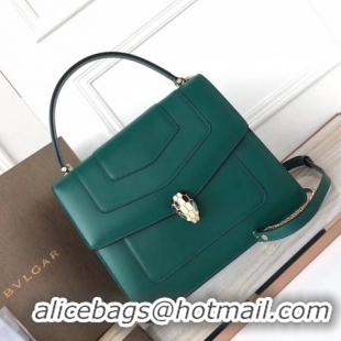 Luxury BVLGARI Original Calfskin Leather Tote Bag 3782 Green