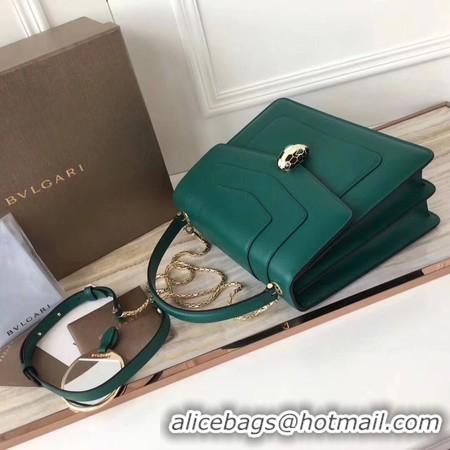 Luxury BVLGARI Original Calfskin Leather Tote Bag 3782 Green