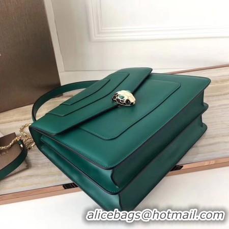 Luxury BVLGARI Original Calfskin Leather Tote Bag 3782 Green