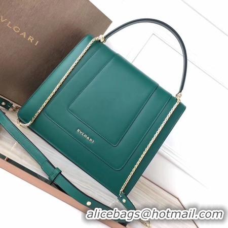 Luxury BVLGARI Original Calfskin Leather Tote Bag 3782 Green