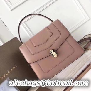 Stylish BVLGARI Original Calfskin Leather Tote Bag 3782 Pink