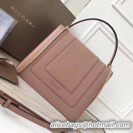 Stylish BVLGARI Original Calfskin Leather Tote Bag 3782 Pink