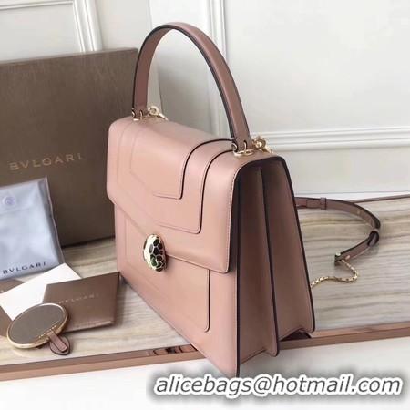 Stylish BVLGARI Original Calfskin Leather Tote Bag 3782 Pink