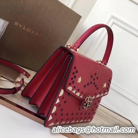 Crafted BVLGARI Original Calfskin Leather Tote Bag 3784 Red