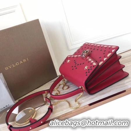 Crafted BVLGARI Original Calfskin Leather Tote Bag 3784 Red