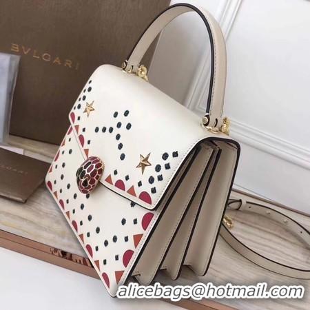 Good Quality BVLGARI Original Calfskin Leather Tote Bag 3784 Offwhite