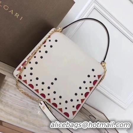 Good Quality BVLGARI Original Calfskin Leather Tote Bag 3784 Offwhite