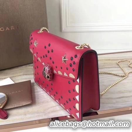 Hot Style BVLGARI Original Calfskin Leather Shoulder Bag 3785 Red