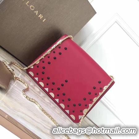 Hot Style BVLGARI Original Calfskin Leather Shoulder Bag 3785 Red