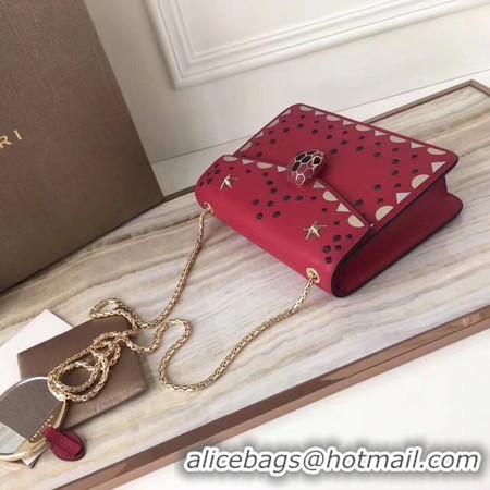 Hot Style BVLGARI Original Calfskin Leather Shoulder Bag 3785 Red