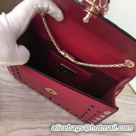 Hot Style BVLGARI Original Calfskin Leather Shoulder Bag 3785 Red