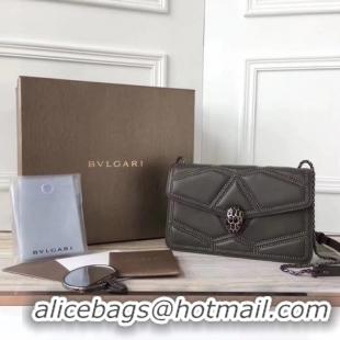 Good Looking BVLGARI Quilted Stardust Original Calfskin Leather 3786 Grey