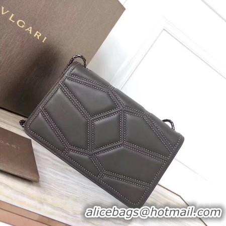 Good Looking BVLGARI Quilted Stardust Original Calfskin Leather 3786 Grey