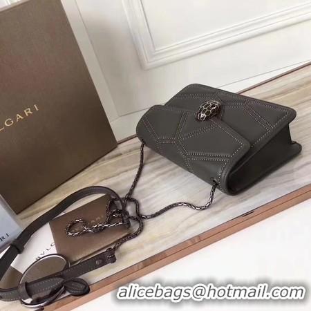 Good Looking BVLGARI Quilted Stardust Original Calfskin Leather 3786 Grey