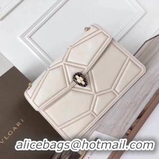 Luxurious BVLGARI Quilted Stardust Original Calfskin Leather 3787 Offwhite