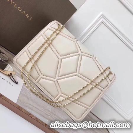 Luxurious BVLGARI Quilted Stardust Original Calfskin Leather 3787 Offwhite