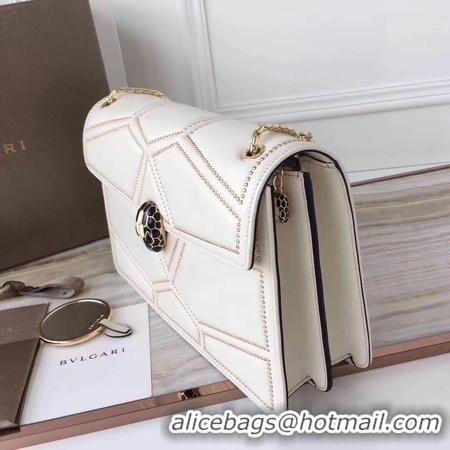 Luxurious BVLGARI Quilted Stardust Original Calfskin Leather 3787 Offwhite