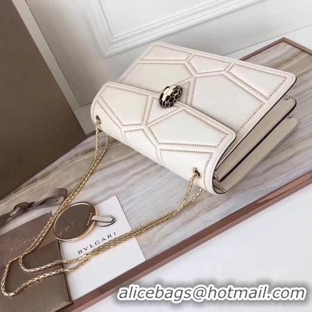 Luxurious BVLGARI Quilted Stardust Original Calfskin Leather 3787 Offwhite