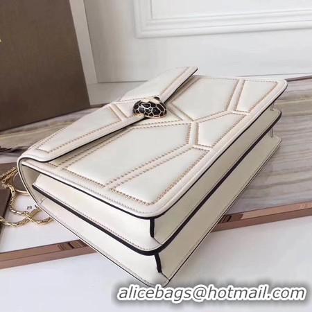 Luxurious BVLGARI Quilted Stardust Original Calfskin Leather 3787 Offwhite