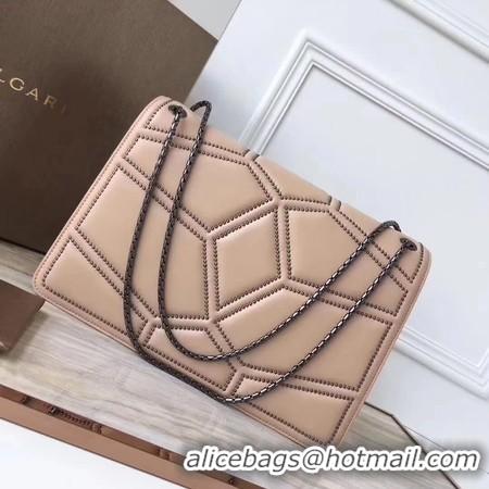 Perfect BVLGARI Quilted Stardust Original Calfskin Leather 3787 Camel