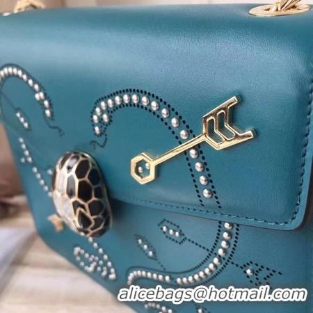 Unique Style BVLGARI Serpenti Forever Calfskin Leather Shoulder Bag 3788 Blue