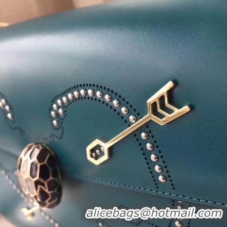 ​Luxury BVLGARI Serpenti Forever Calfskin Leather Shoulder Bag 3779 Blue