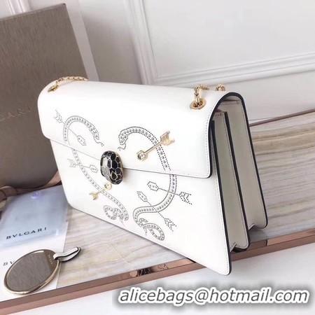 Charming BVLGARI Serpenti Forever Calfskin Leather Shoulder Bag 3779 Offwhite